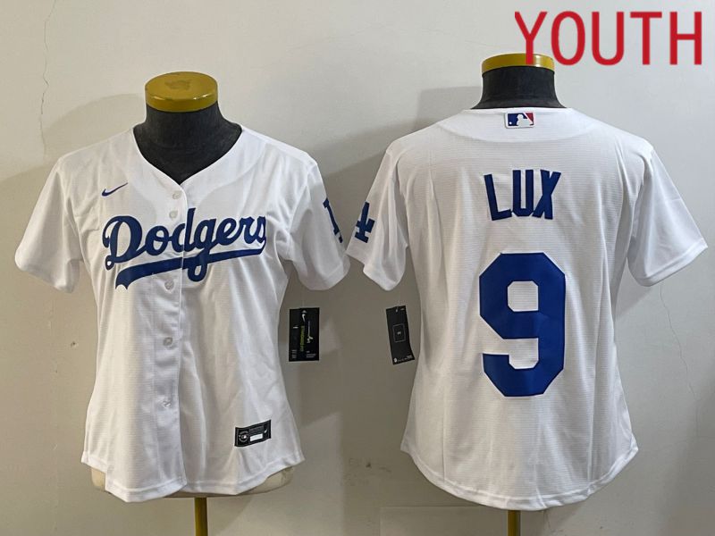 Youth Los Angeles Dodgers #9 Lux White Game 2024 Nike MLB Jersey style 1->youth mlb jersey->Youth Jersey